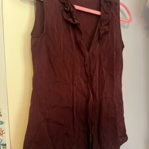 Sleeveless Burgundy Ruffle Top